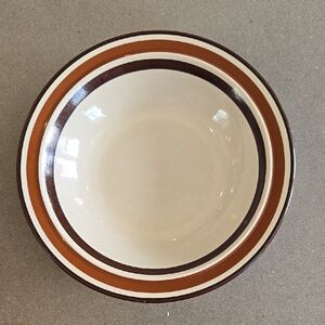 🛒$3 with bundle Vintage Elegant Cream and Brown Striped Bowl Dachi Tableware